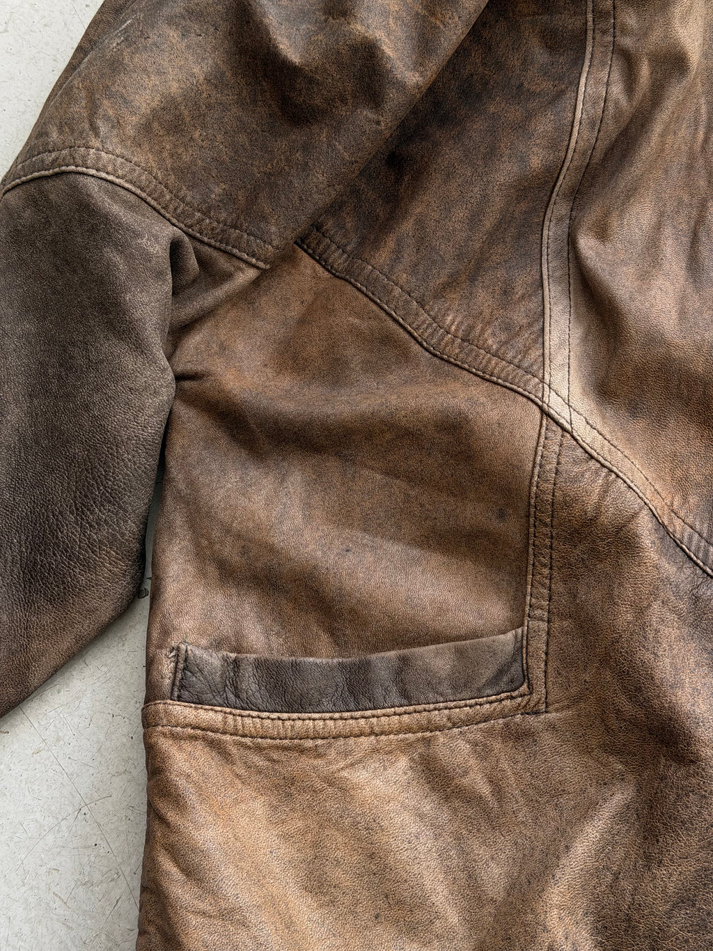 Vintage | Læderjakke | Brun | S