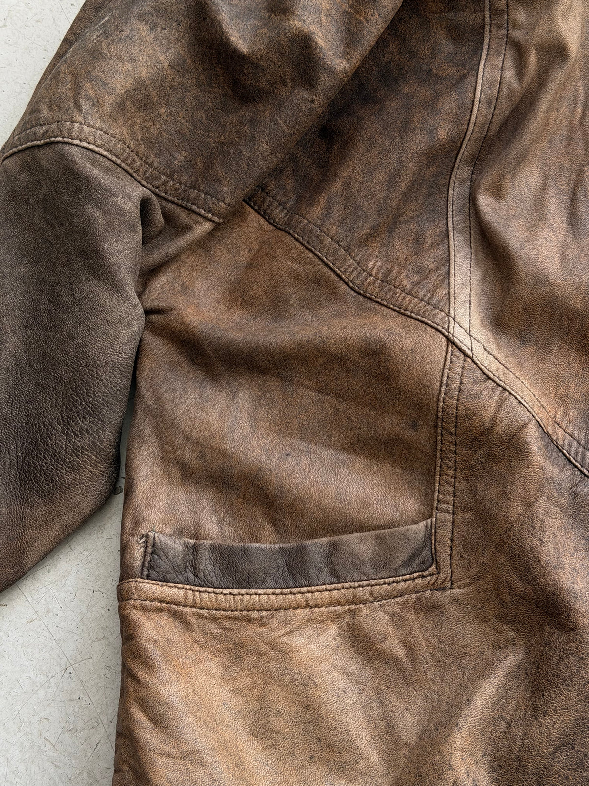 Vintage | Læderjakke | Brun | S