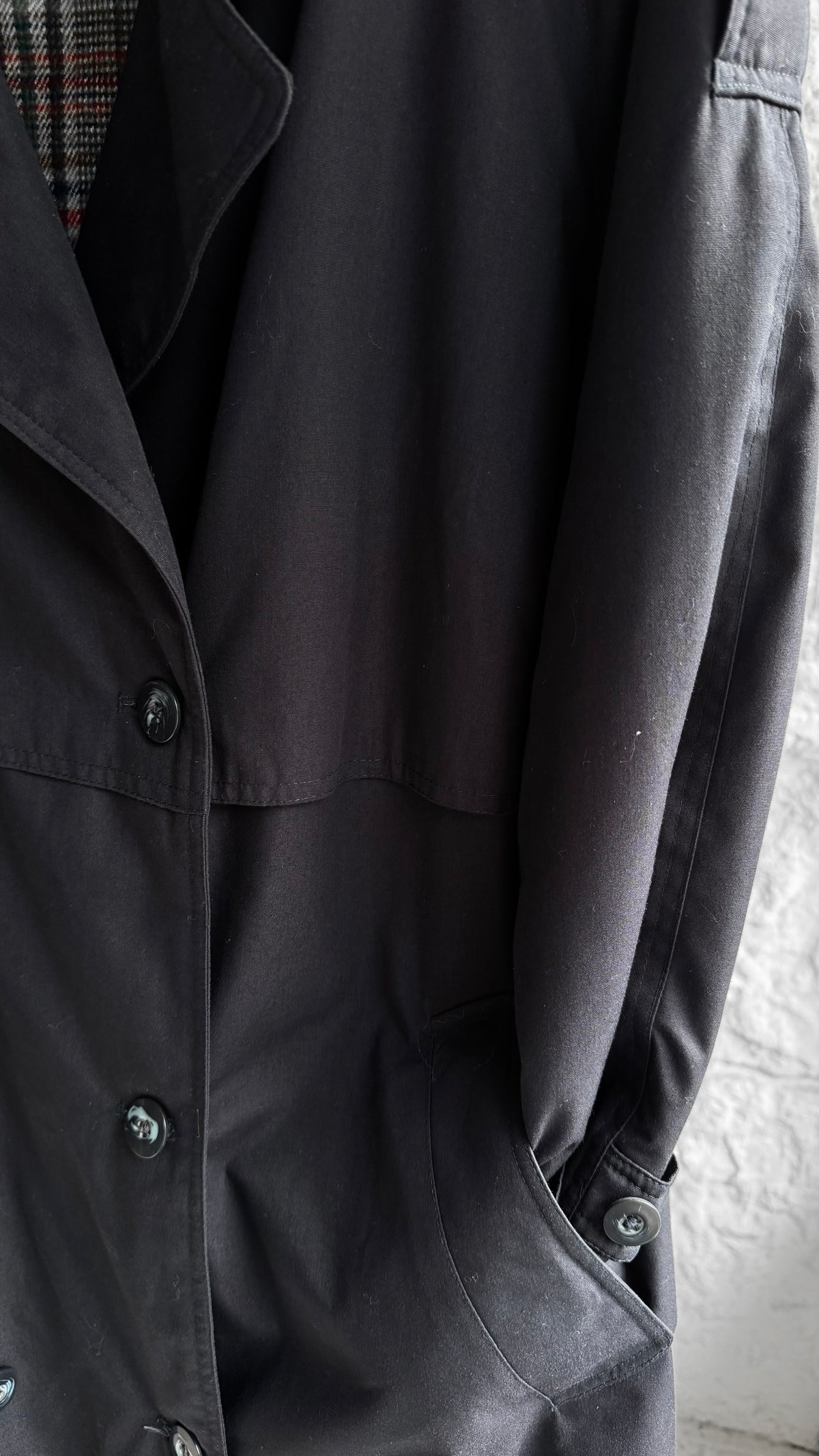Vintage | Trenchcoat med aftageligt fór | Navy | M