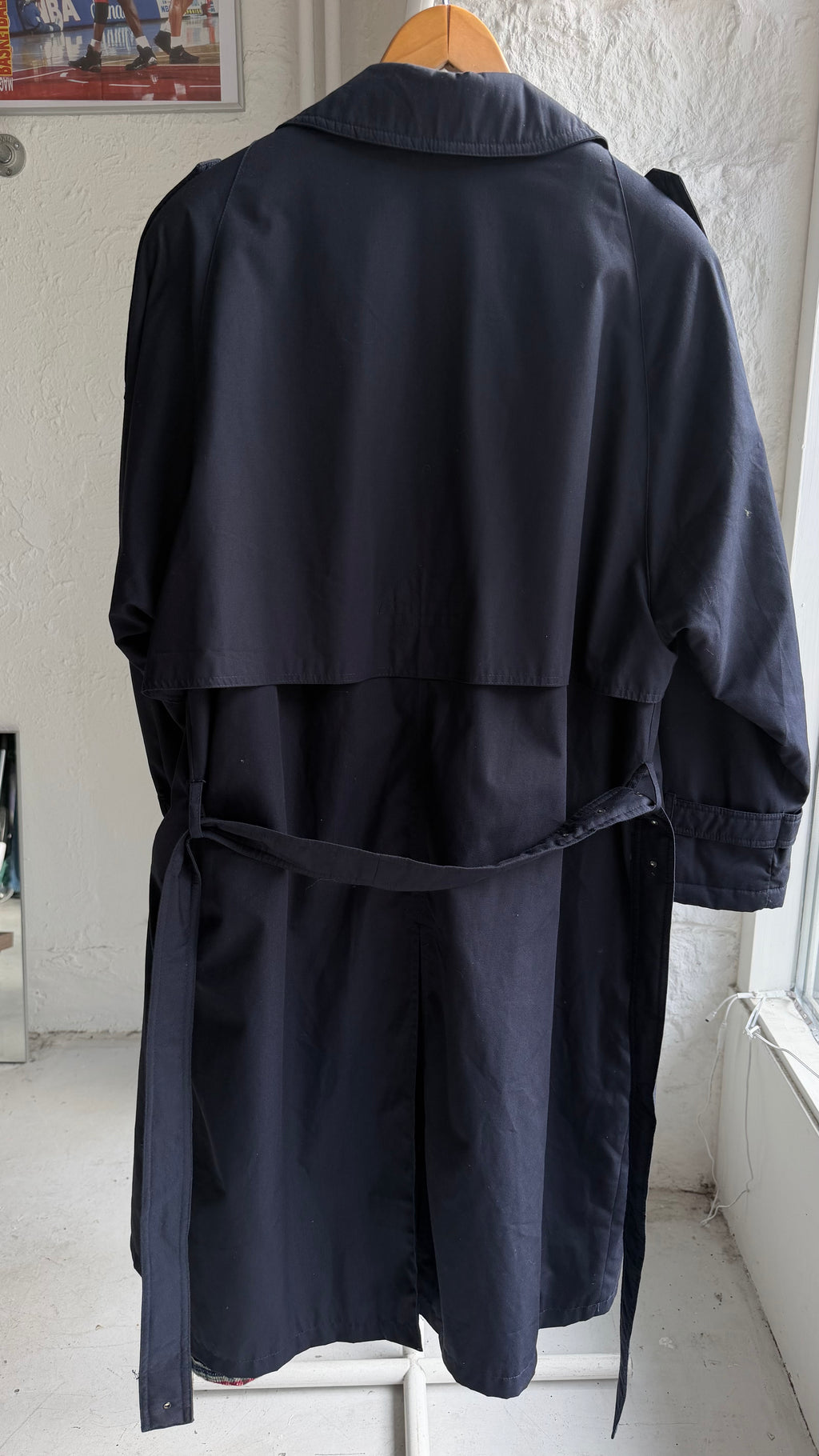 Vintage | Trenchcoat med aftageligt fór | Navy | M