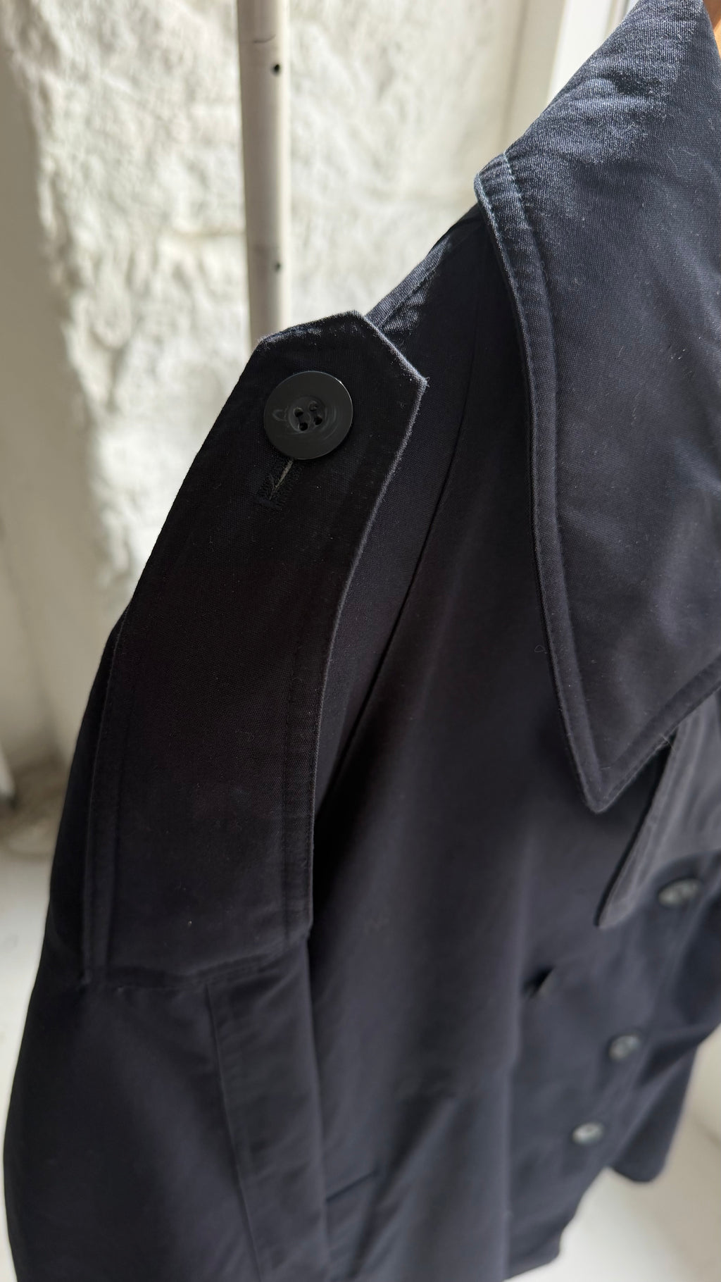 Vintage | Trenchcoat med aftageligt fór | Navy | M