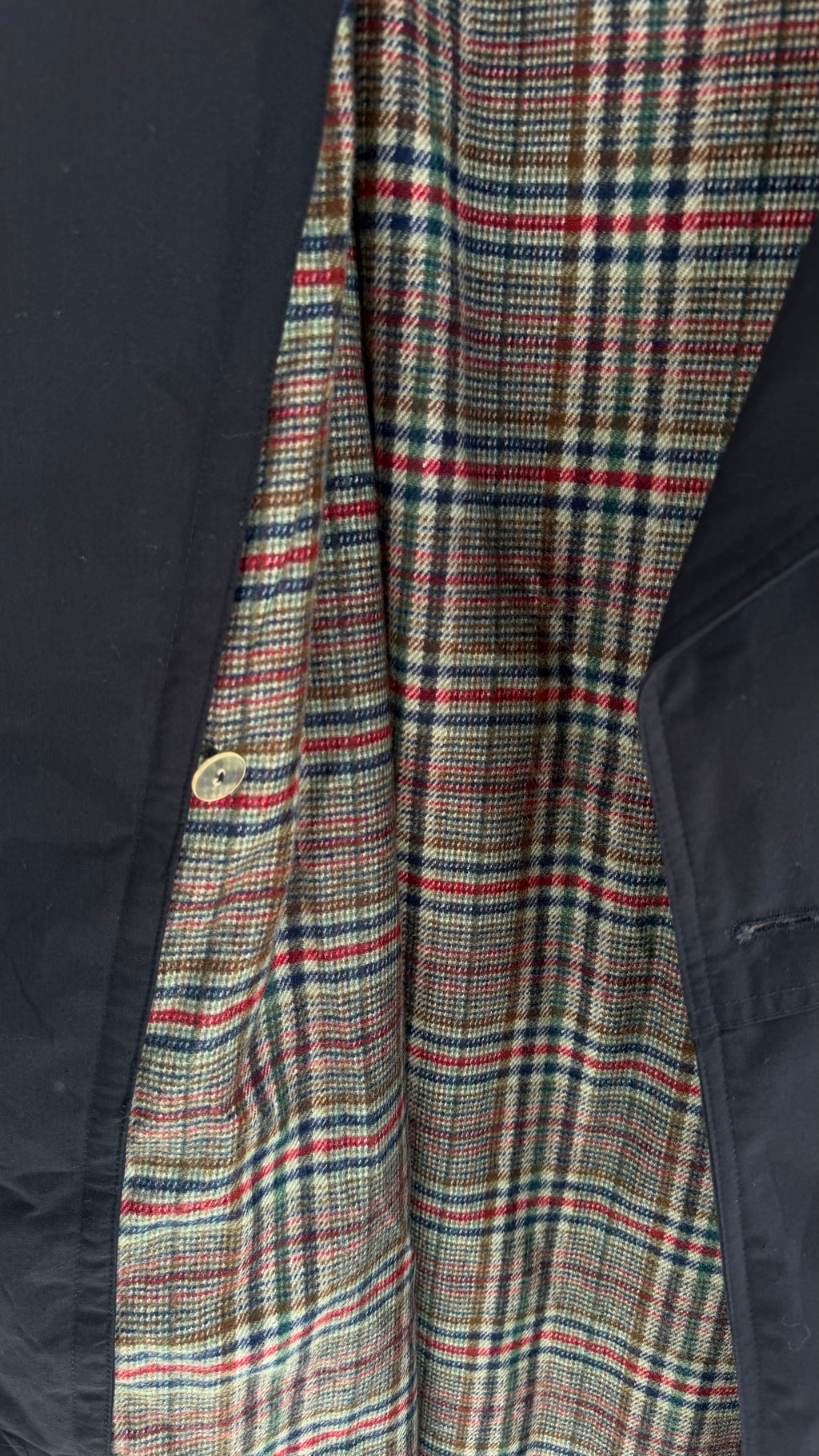 Vintage | Trenchcoat med aftageligt fór | Navy | M