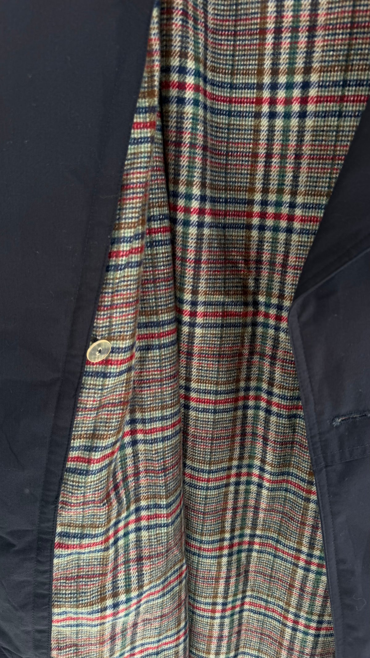 Vintage | Trenchcoat med aftageligt fór | Navy | M
