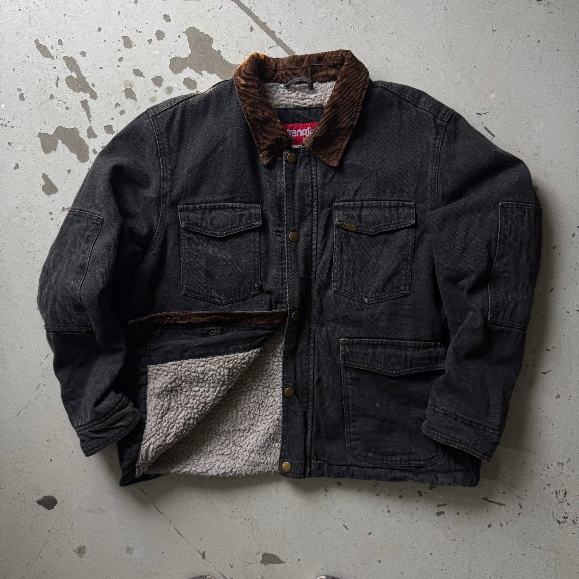 Wrangler | Denim jacket sherpa | Sort | XL