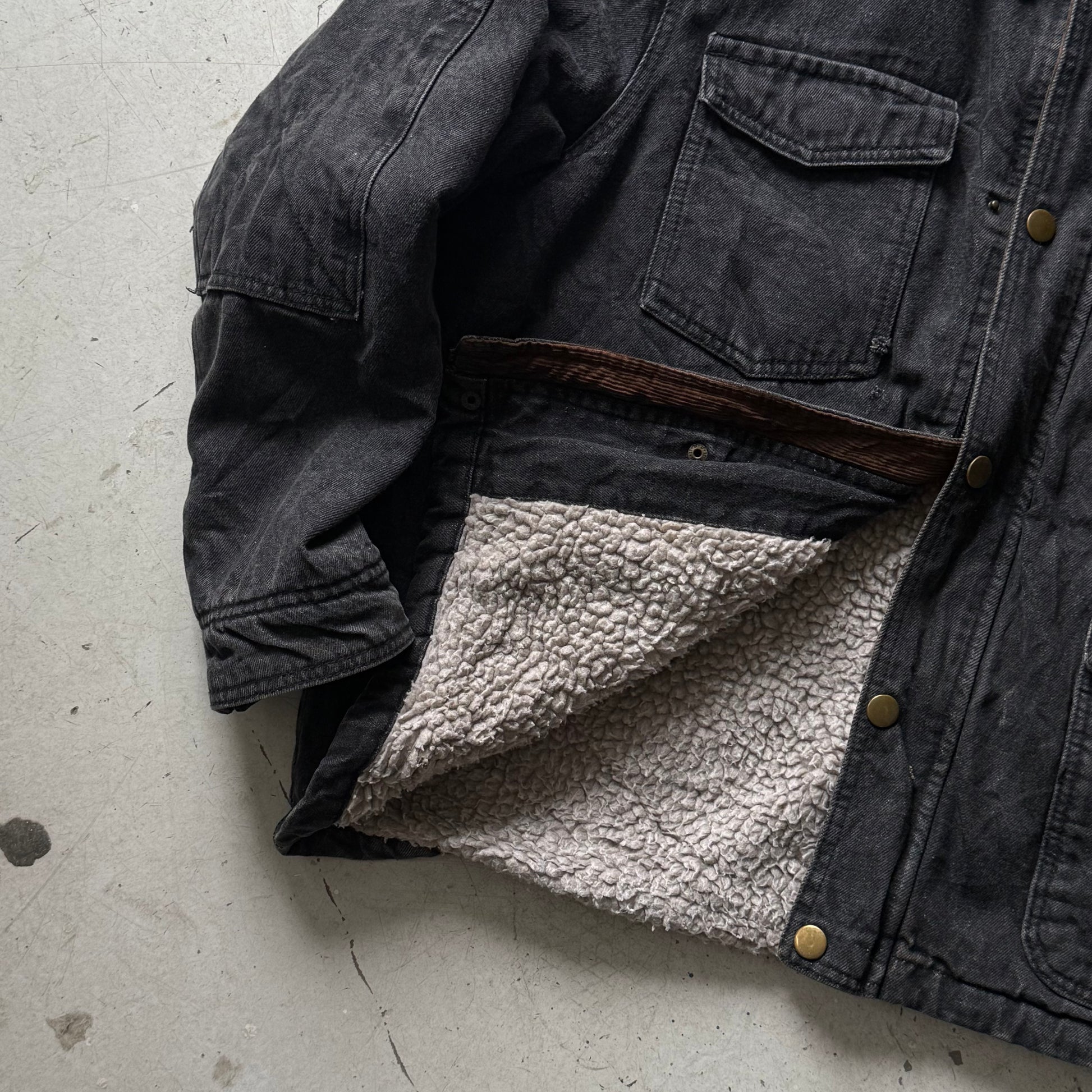 Wrangler | Denim jacket sherpa | Sort | XL