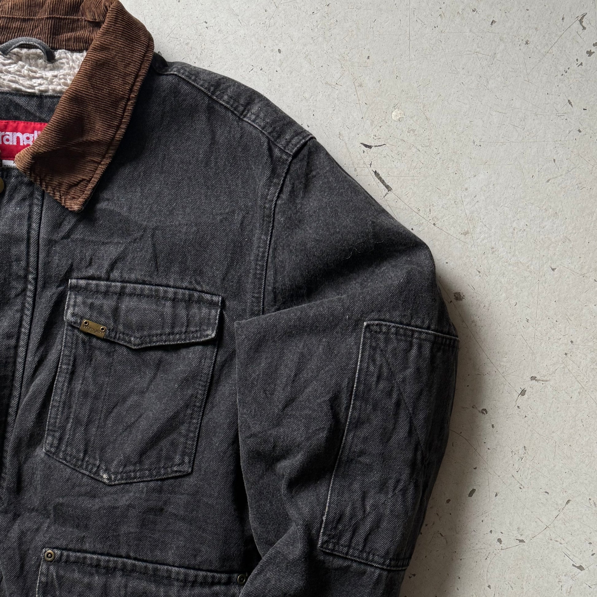 Wrangler | Denim jacket sherpa | Sort | XL