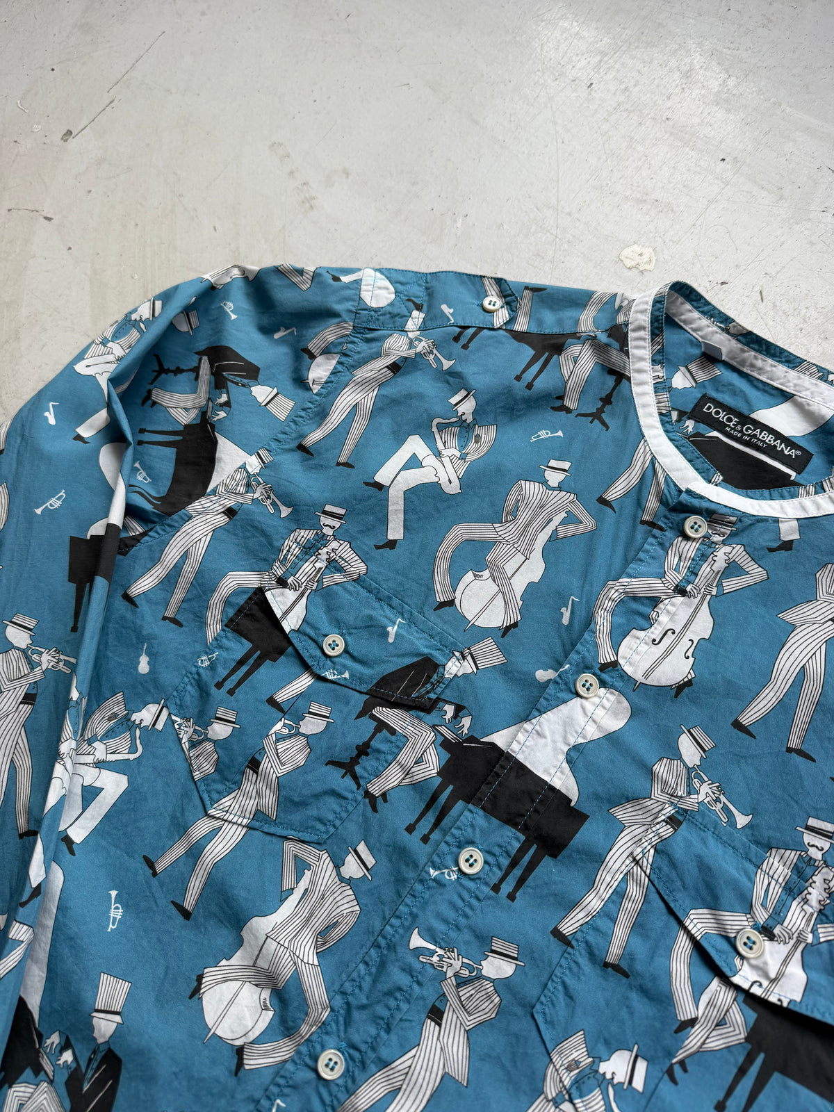 Dolce & Gabbana | SS17 Jazz Print Skjorte | Blå | M
