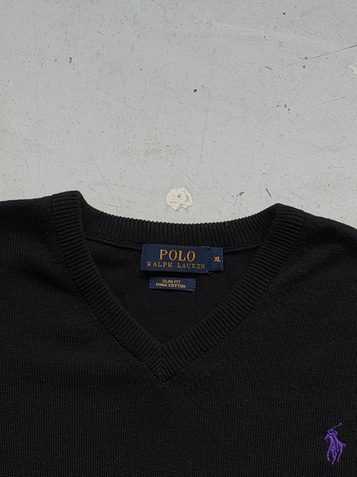 Polo Ralph Lauren | V-neck strik | Sort | L
