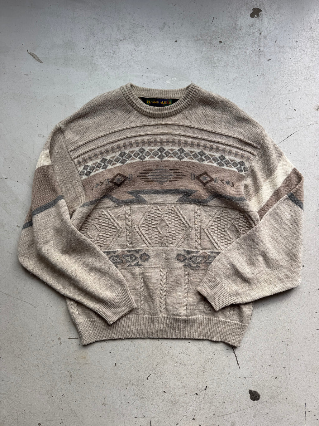 Frank Alex | Vintage mønsterstrik | Beige multicolor | M