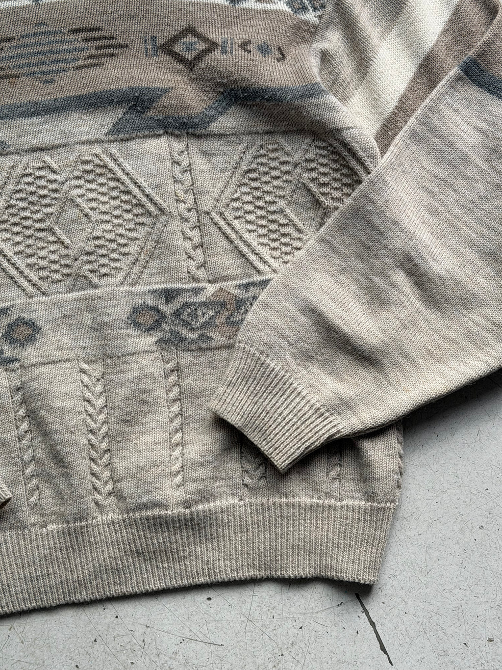 Frank Alex | Vintage mønsterstrik | Beige multicolor | M