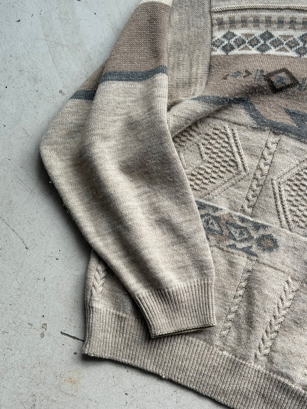 Frank Alex | Vintage mønsterstrik | Beige multicolor | M