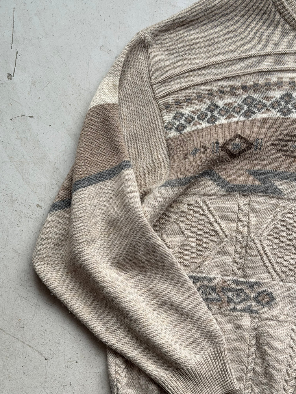 Frank Alex | Vintage mønsterstrik | Beige multicolor | M