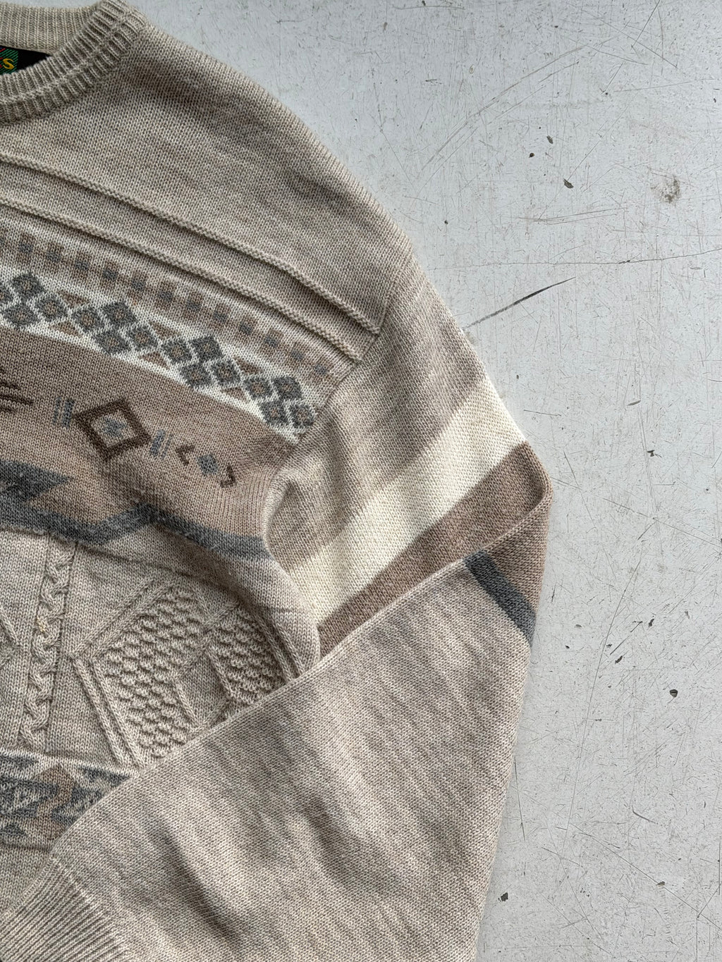 Frank Alex | Vintage mønsterstrik | Beige multicolor | M