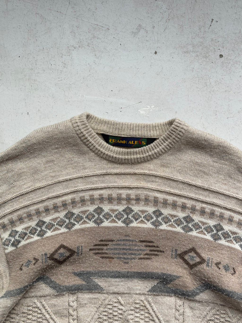 Frank Alex | Vintage mønsterstrik | Beige multicolor | M