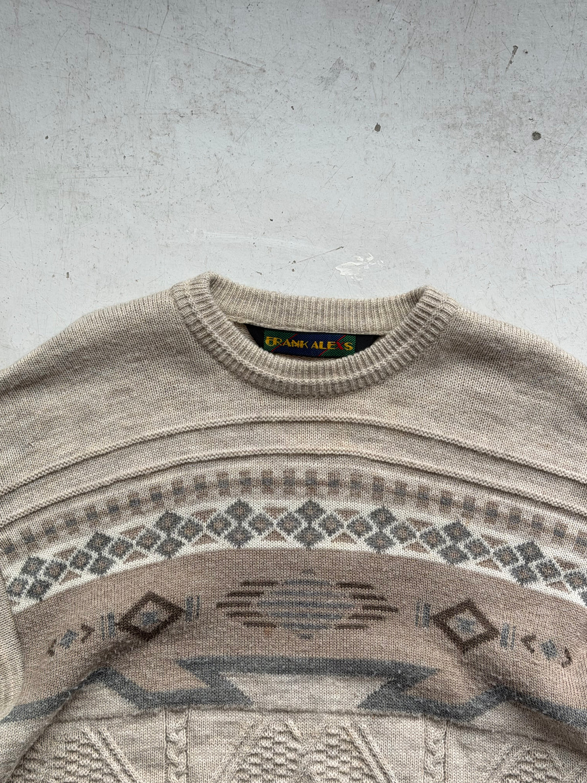 Frank Alex | Vintage mønsterstrik | Beige multicolor | M