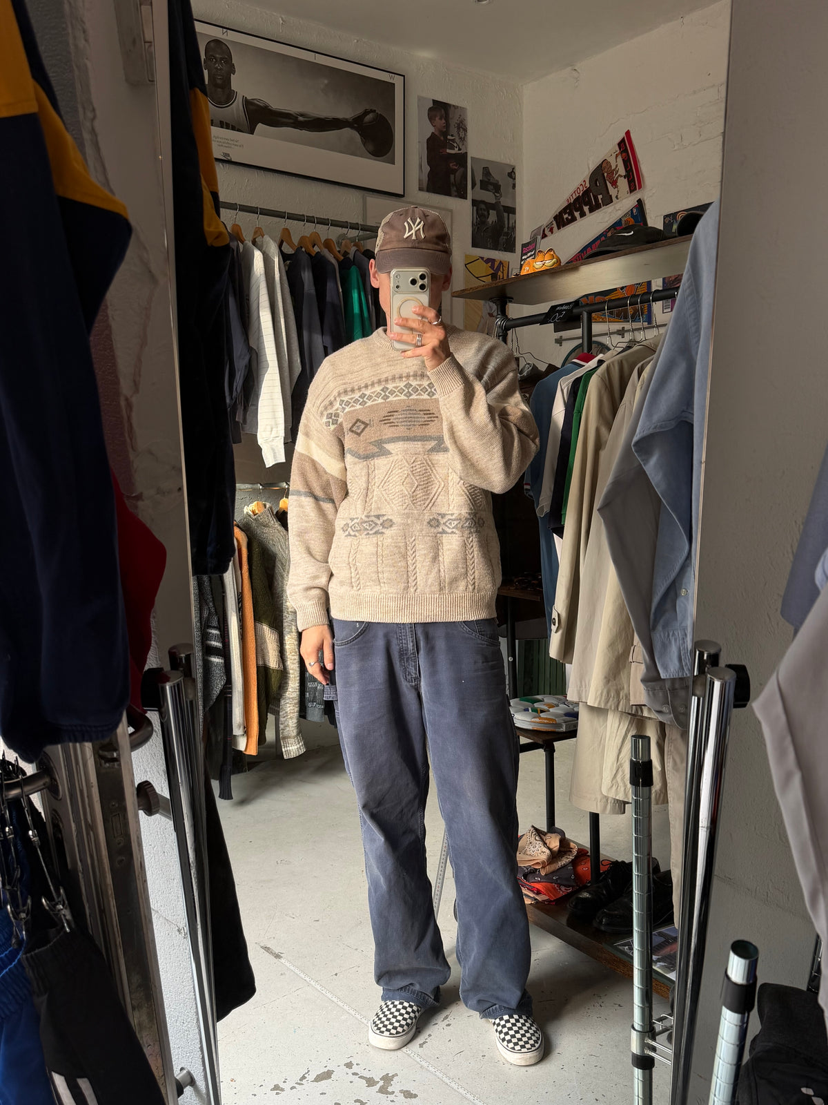 Frank Alex | Vintage mønsterstrik | Beige multicolor | M