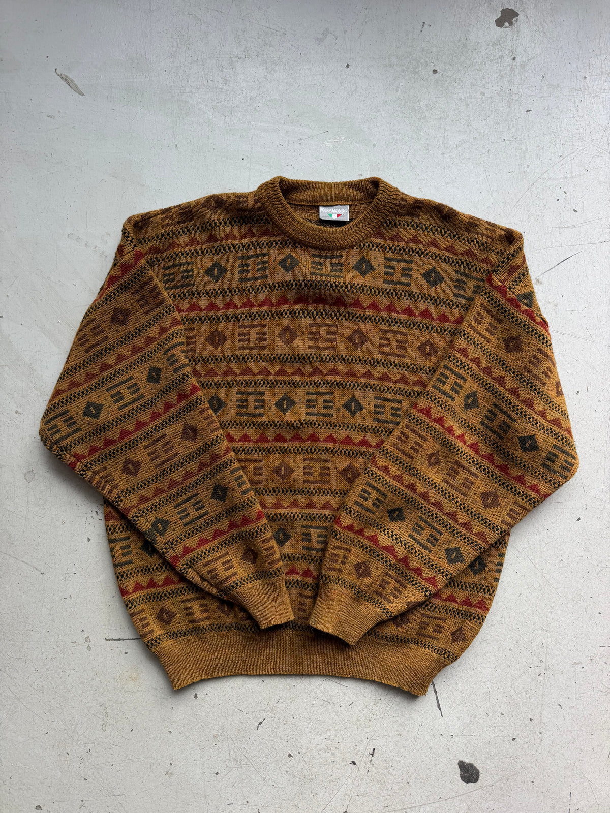 Giramondo | Vintage mønsterstrik | Brun multicolor | M