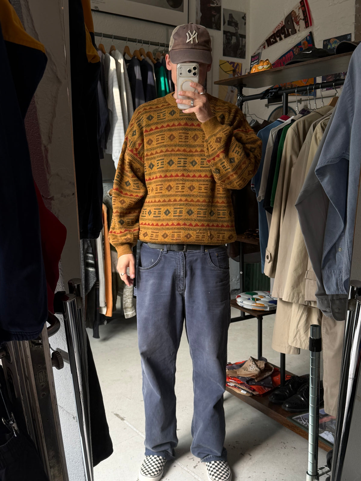Giramondo | Vintage mønsterstrik | Brun multicolor | M