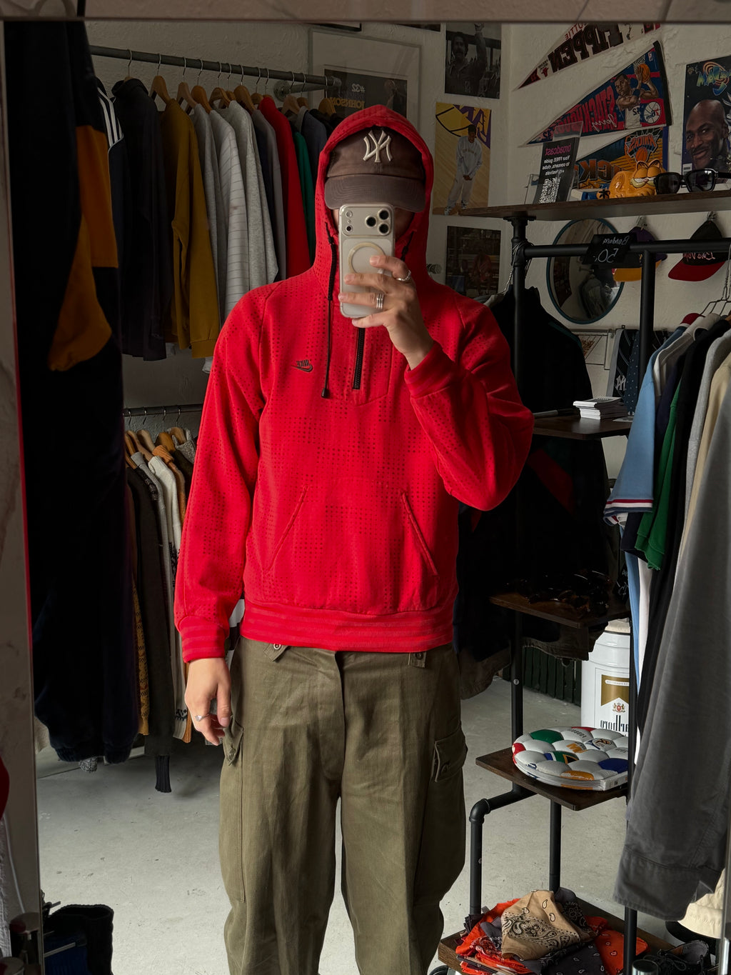 Nike Sportswear | Vintage 1/4 Zip Hoodie | Rød | S
