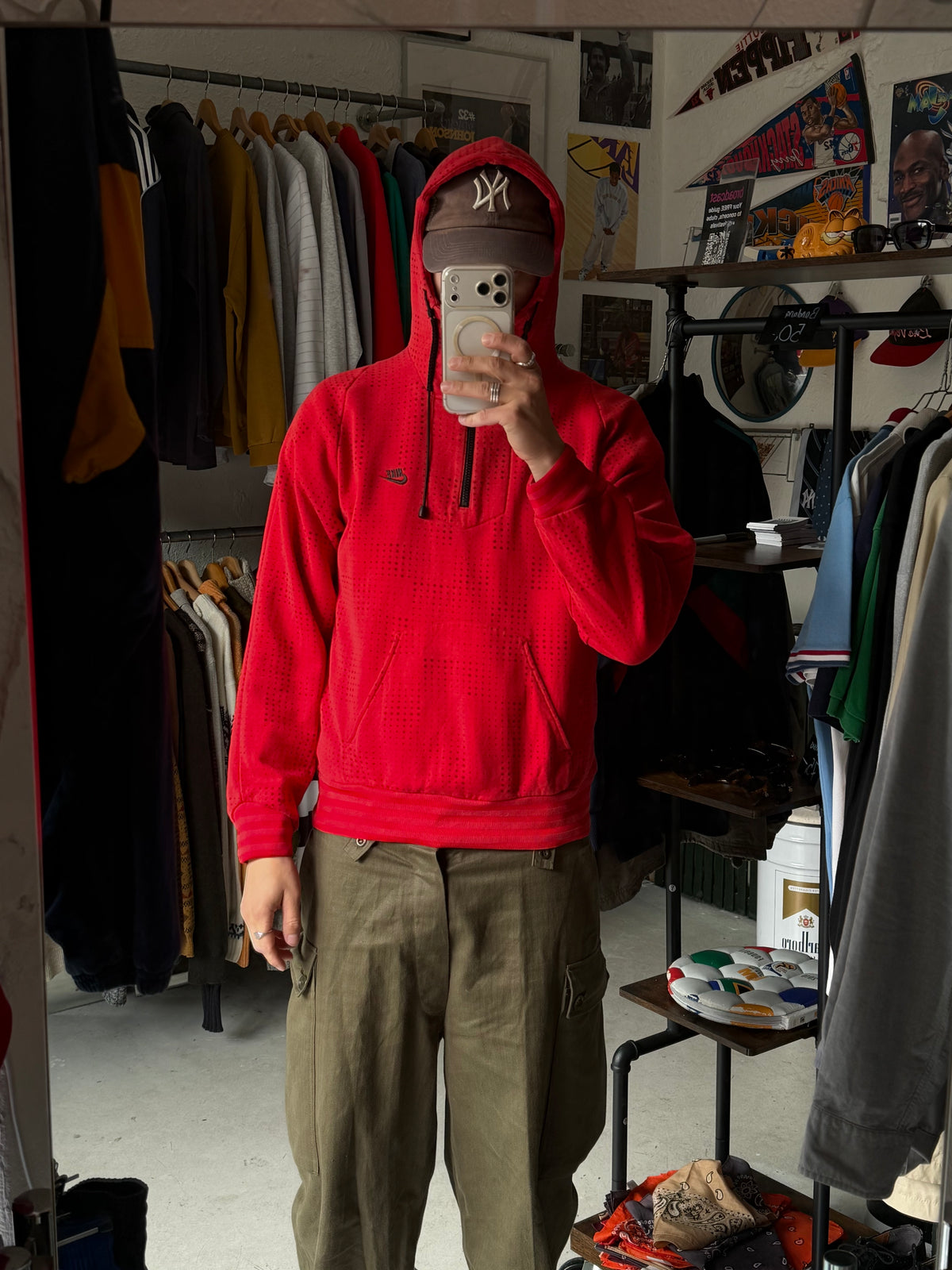 Nike Sportswear | Vintage 1/4 Zip Hoodie | Rød | S