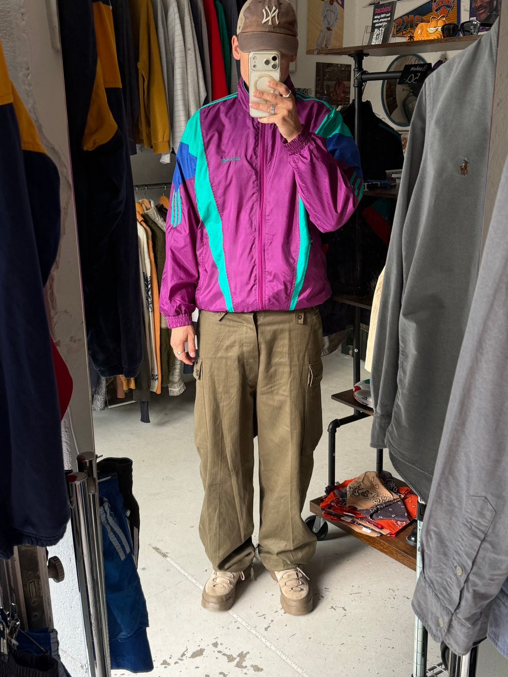 Adidas | Vintage 90s Track Jacket | Lilla/Grøn | M