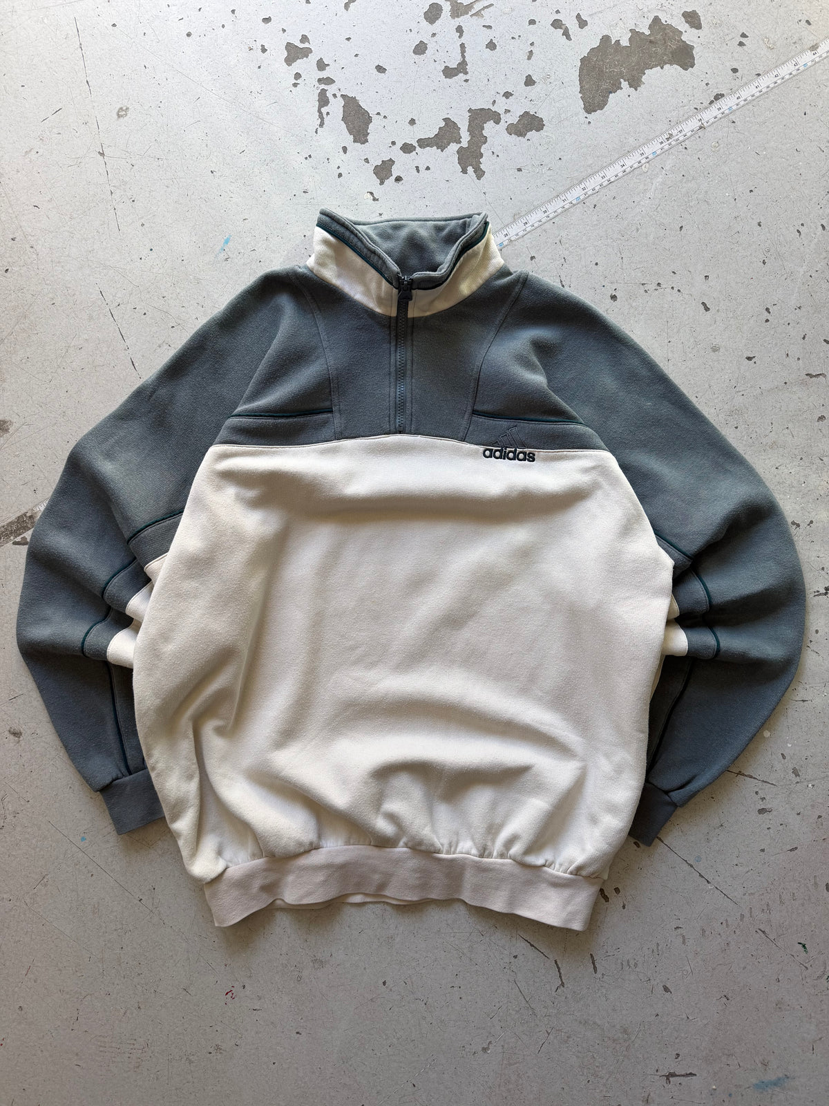 Adidas | Vintage 1/4 zip sweatshirt | Grå/creme | L