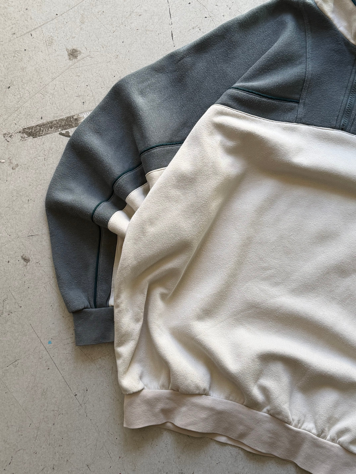 Adidas | Vintage 1/4 zip sweatshirt | Grå/creme | L