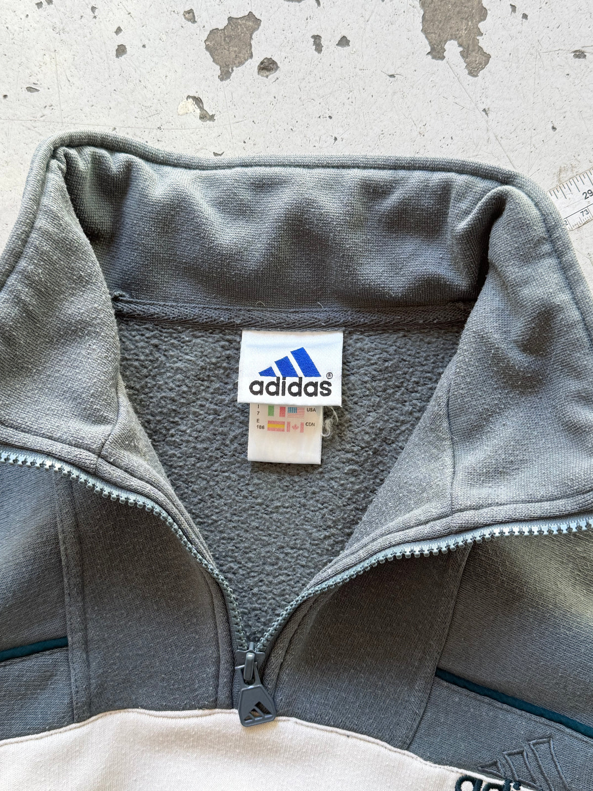 Adidas | Vintage 1/4 zip sweatshirt | Grå/creme | L