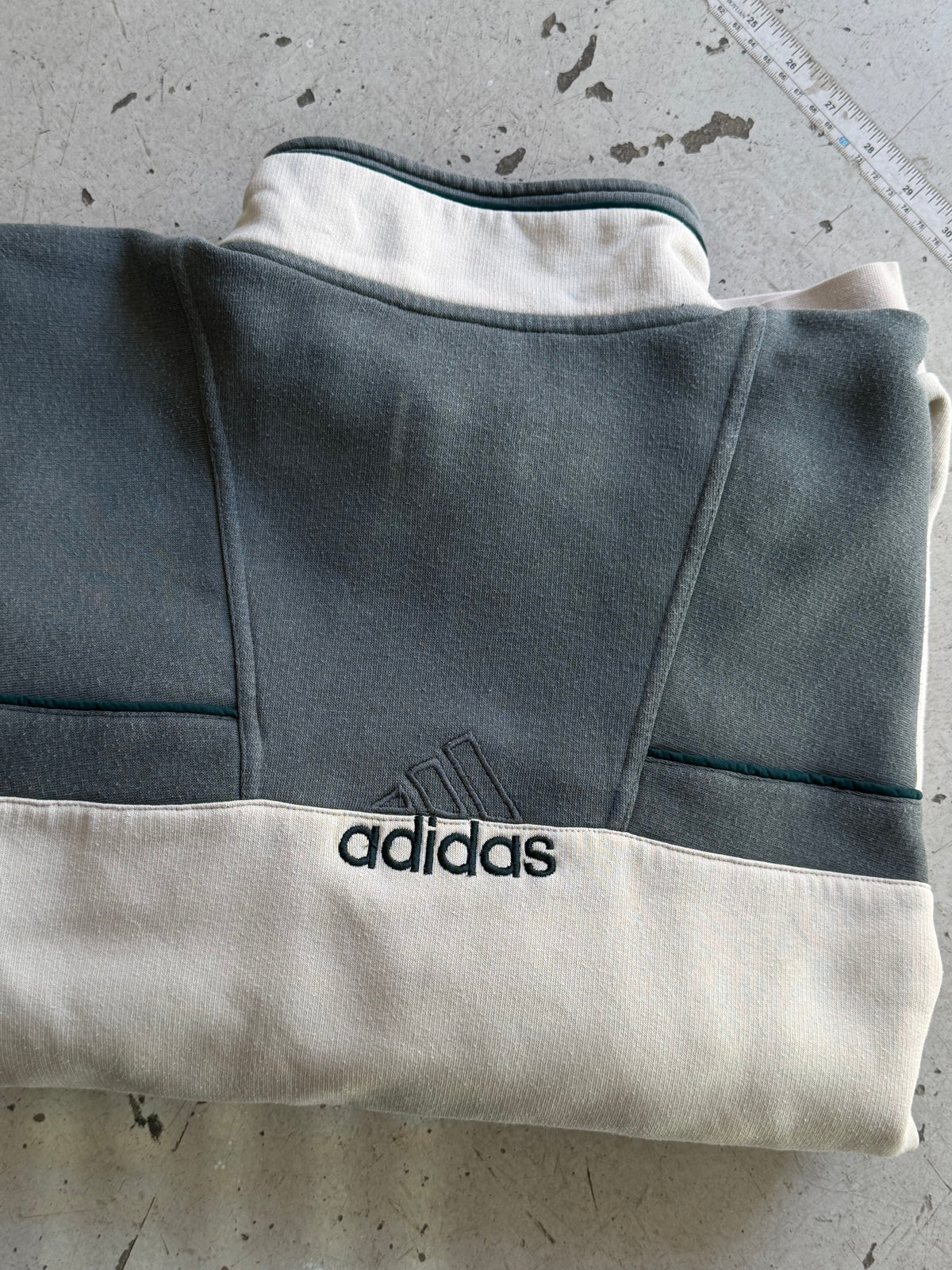 Adidas | Vintage 1/4 zip sweatshirt | Grå/creme | L