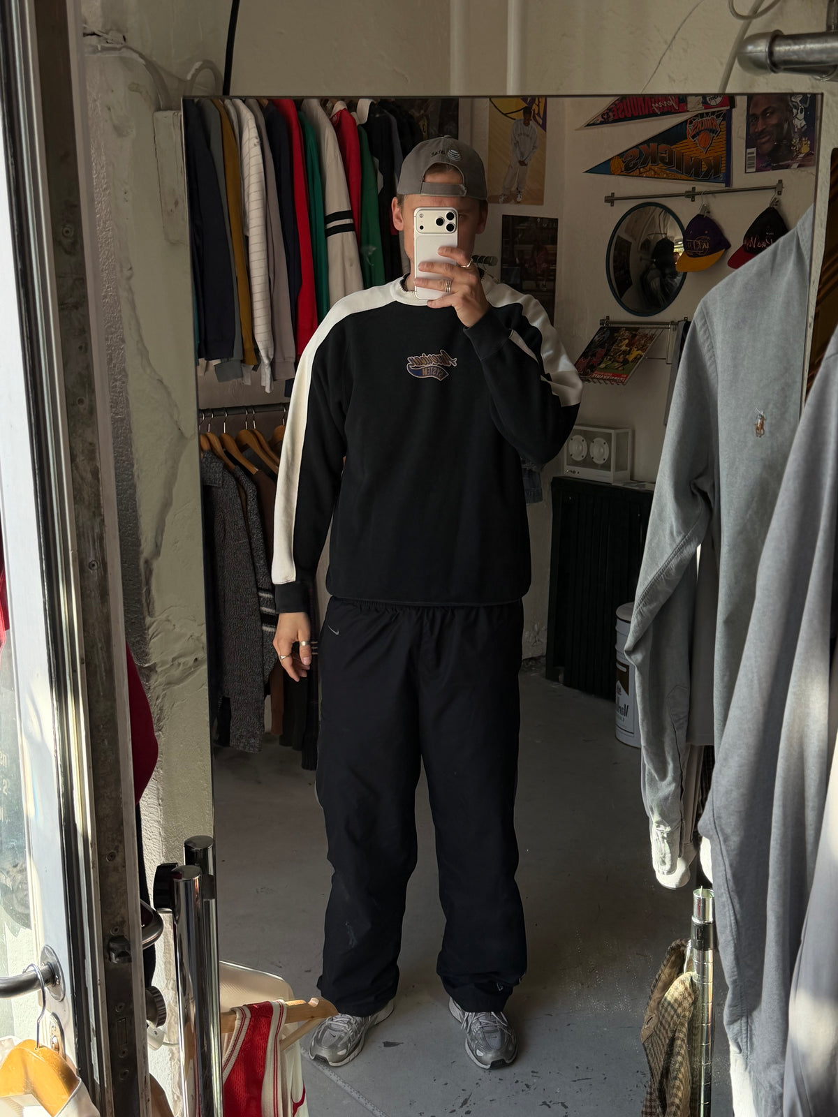 Vintage football sweatshirt | Sort/hvid | M