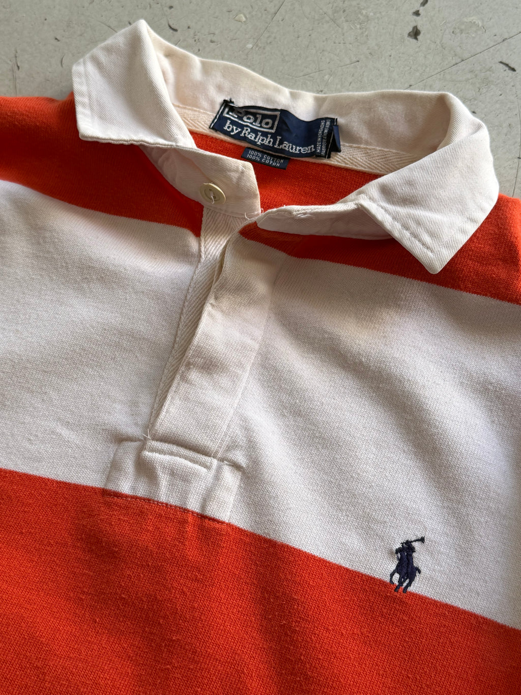 Polo Ralph Lauren | Vintage rugby shirt | Orange/hvid | L