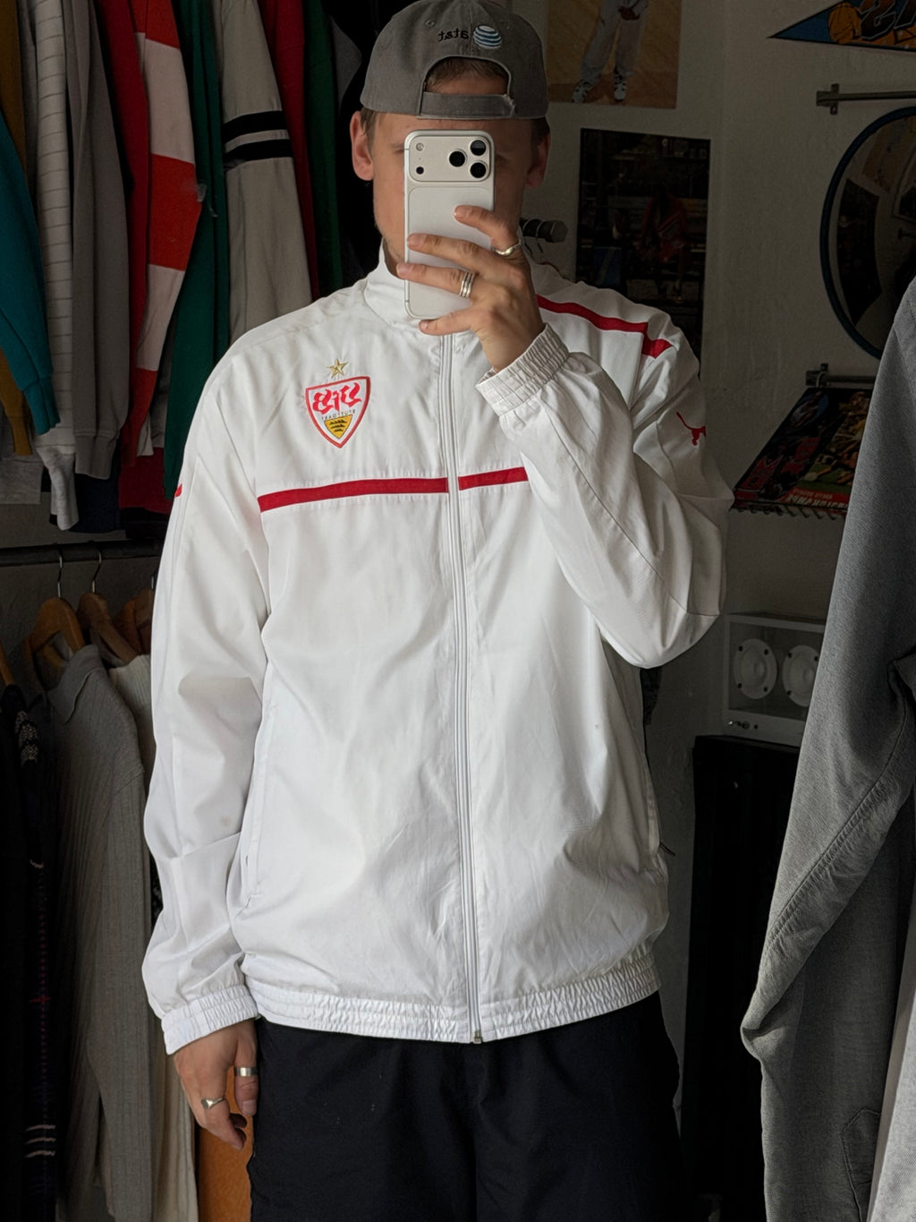Puma x VfB Stuttgart | Vintage track jacket | Hvid/rød | XL