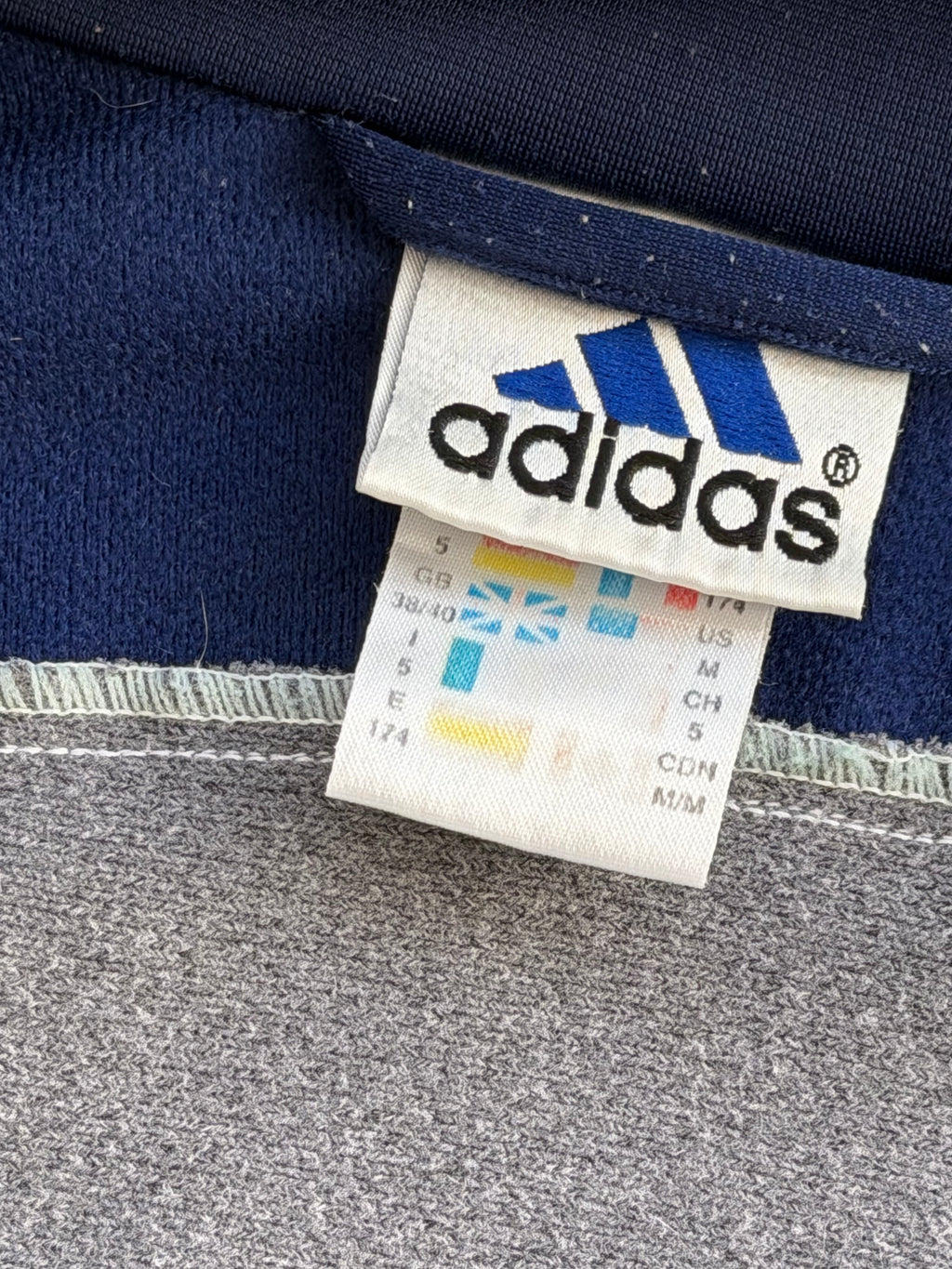 Adidas | Vintage track jacket | Hvid, navy og grå | M