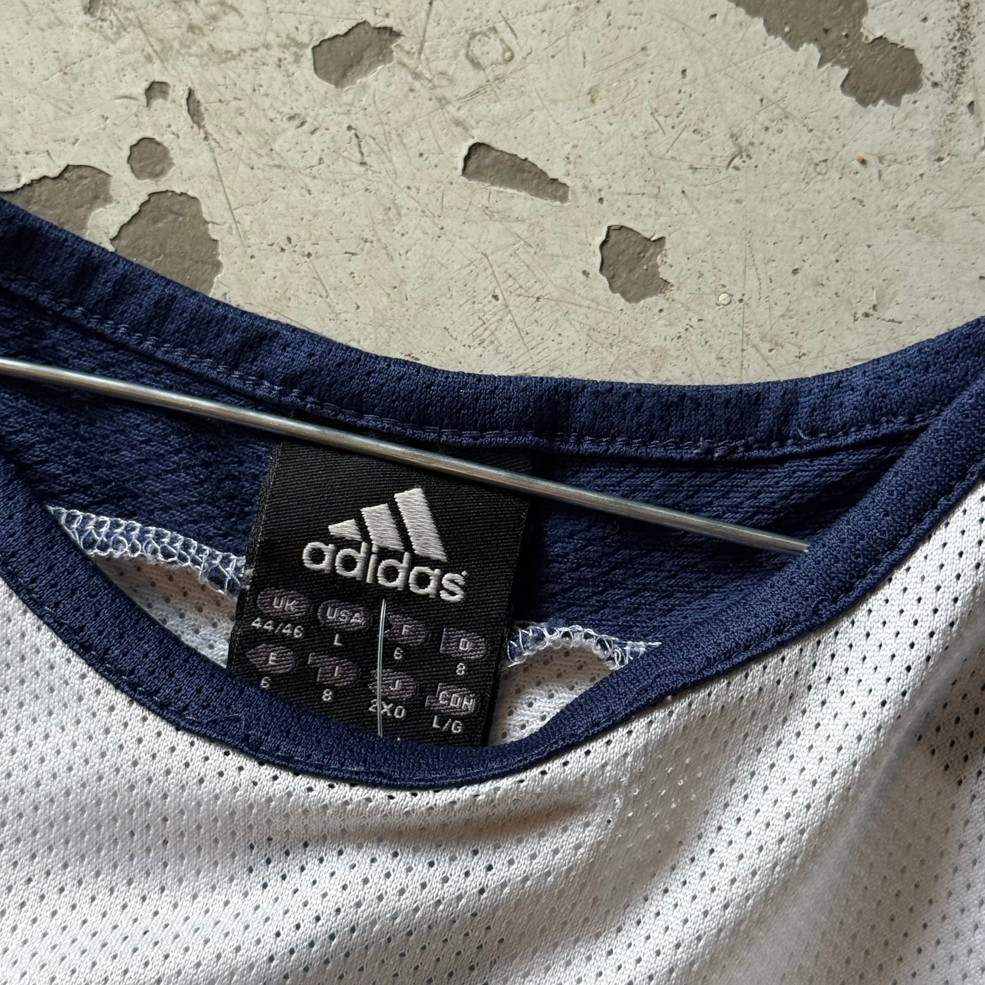 Adidas France | Fodboldtrøje | Hvid/Blå/Rød | Large - Re:Junk Vintage