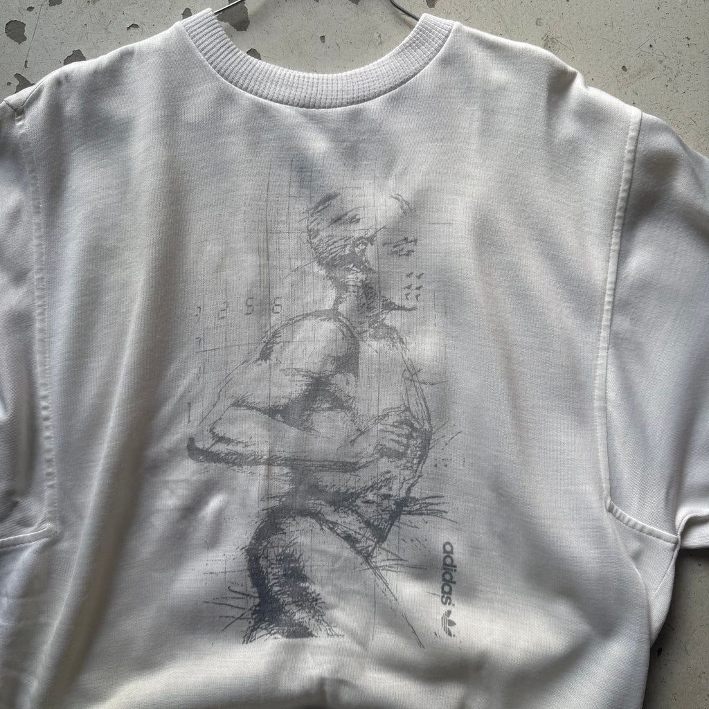 Adidas sweatshirt – vintage hvid grafisk print crewneck (Medium) - Re:Junk Vintage