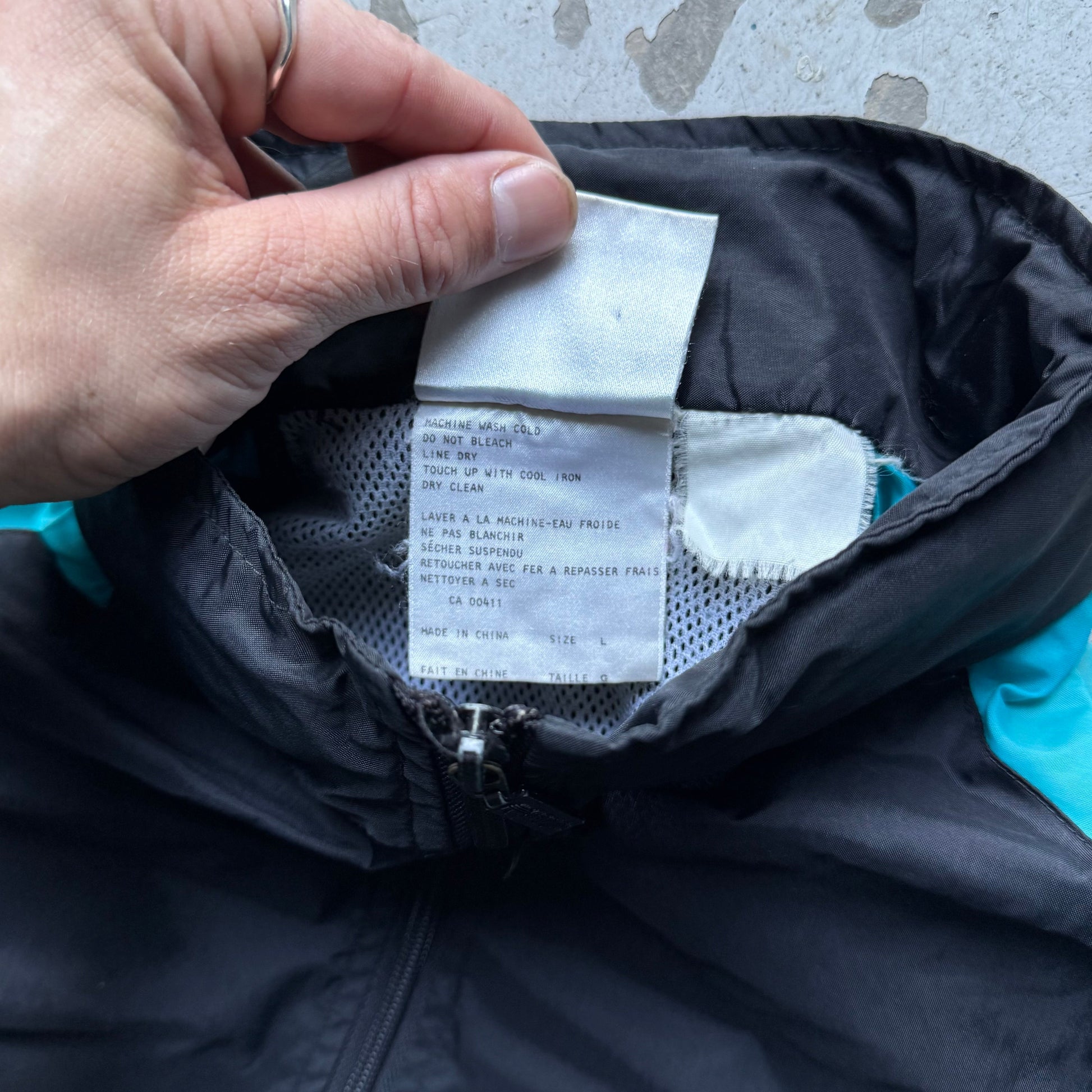 Adidas Vintage Track Jacket – Sort/Turkis (L) - Re:Junk Vintage