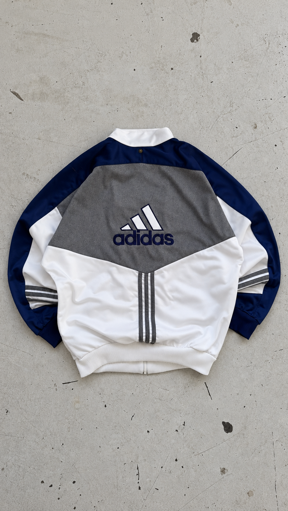 Adidas | Vintage track jacket | Hvid, navy og grå | M