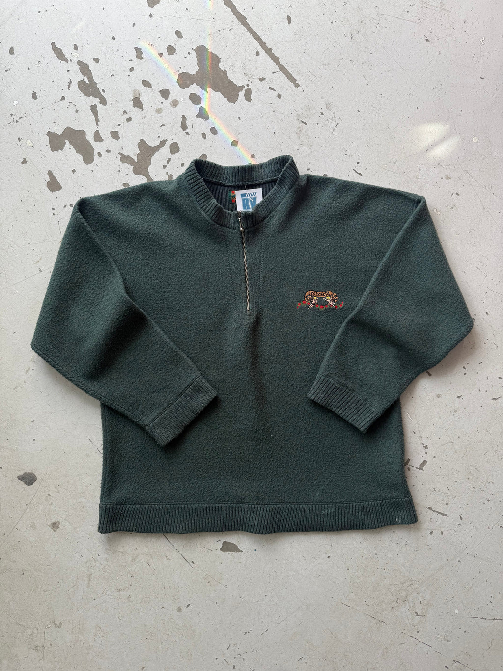 Cedixsept | 1/4 zip | mørkegrøn | medium - Re:Junk Vintage