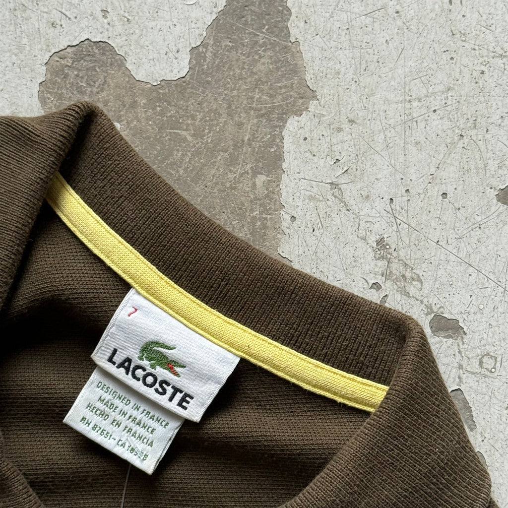 Lacoste Polo – Regnbue Stripes – Str. XL – Brun m. Farver - Re:Junk Vintage
