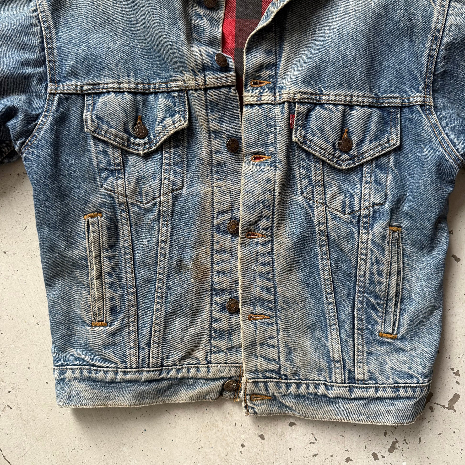 Levi’s | denimjakke custom art | blå | small - Re:Junk Vintage