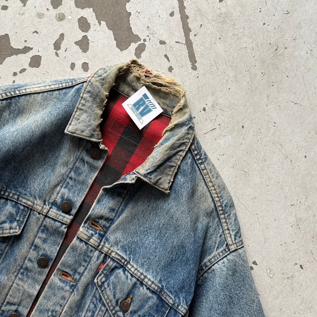 Levi’s | denimjakke custom art | blå | small - Re:Junk Vintage