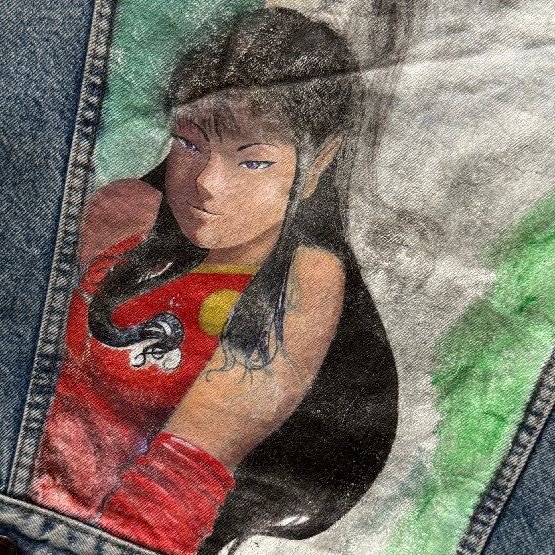 Levi’s | denimjakke custom art | blå | small - Re:Junk Vintage