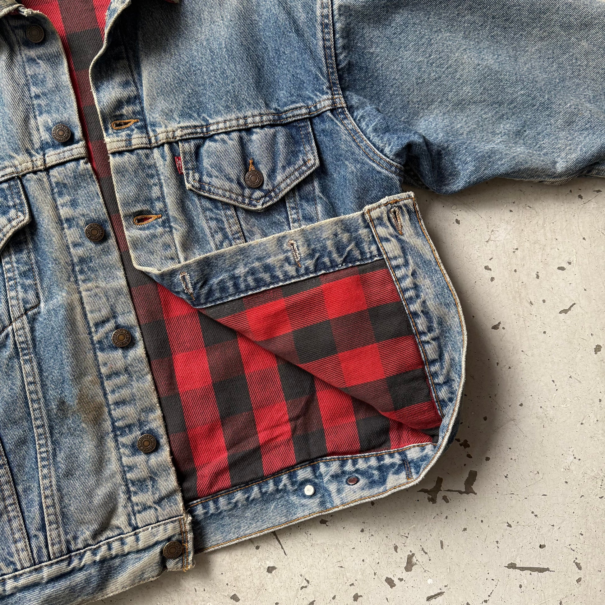 Levi’s | denimjakke custom art | blå | small - Re:Junk Vintage