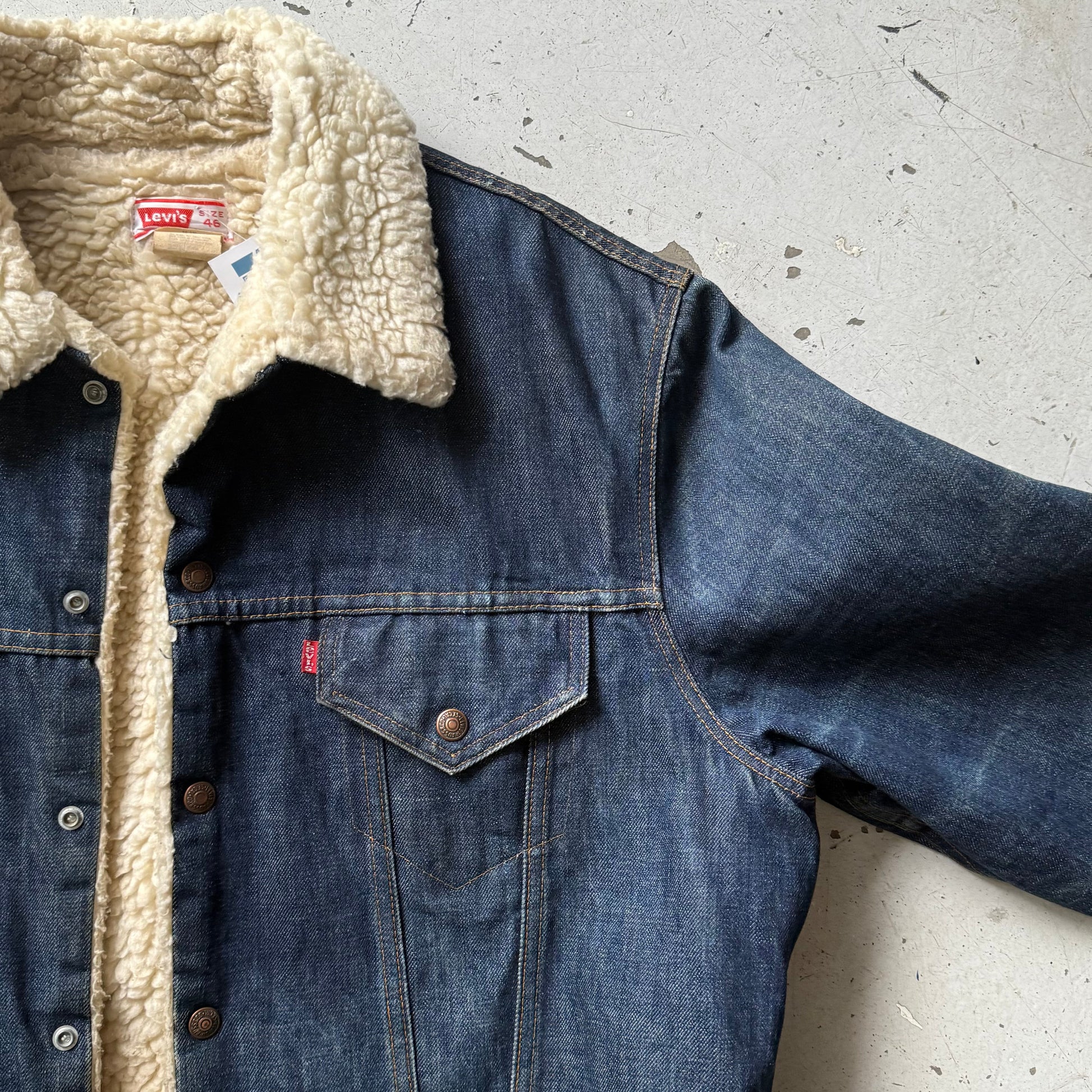 Levi’s | sherpa denimjakke | mørkeblå | Large - Re:Junk Vintage