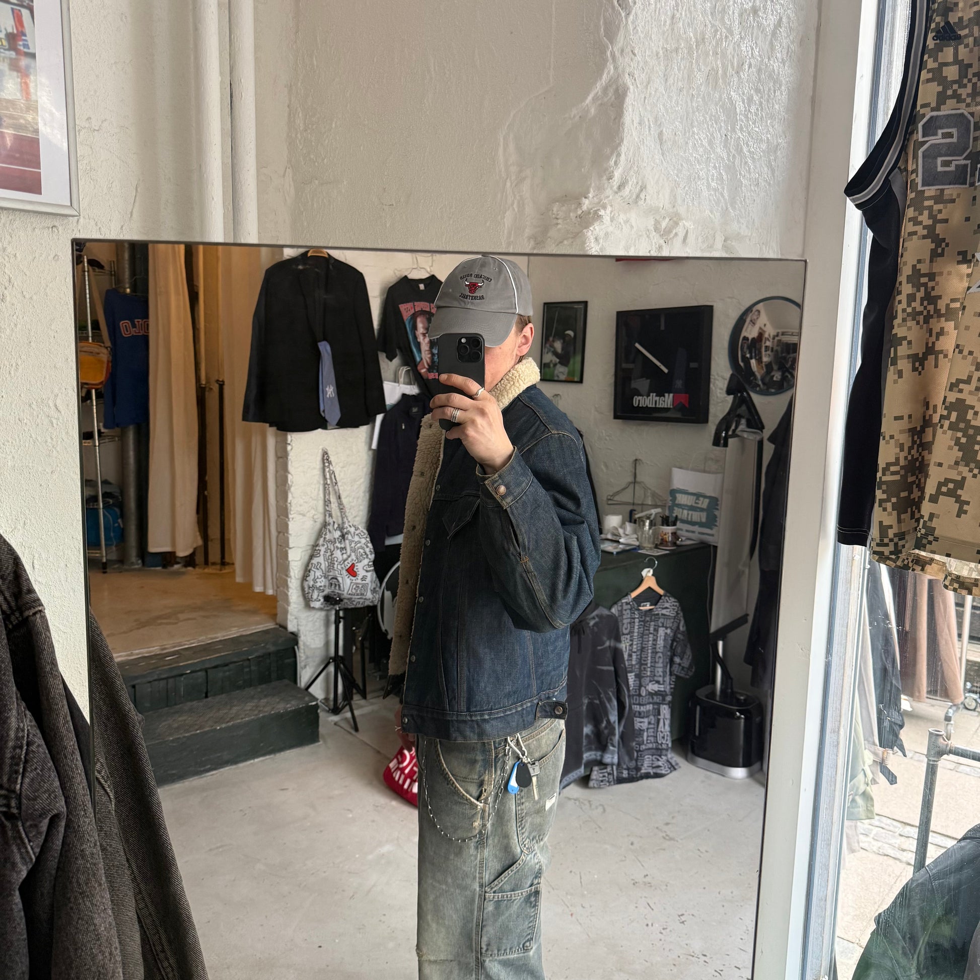 Levi’s | sherpa denimjakke | mørkeblå | Large - Re:Junk Vintage