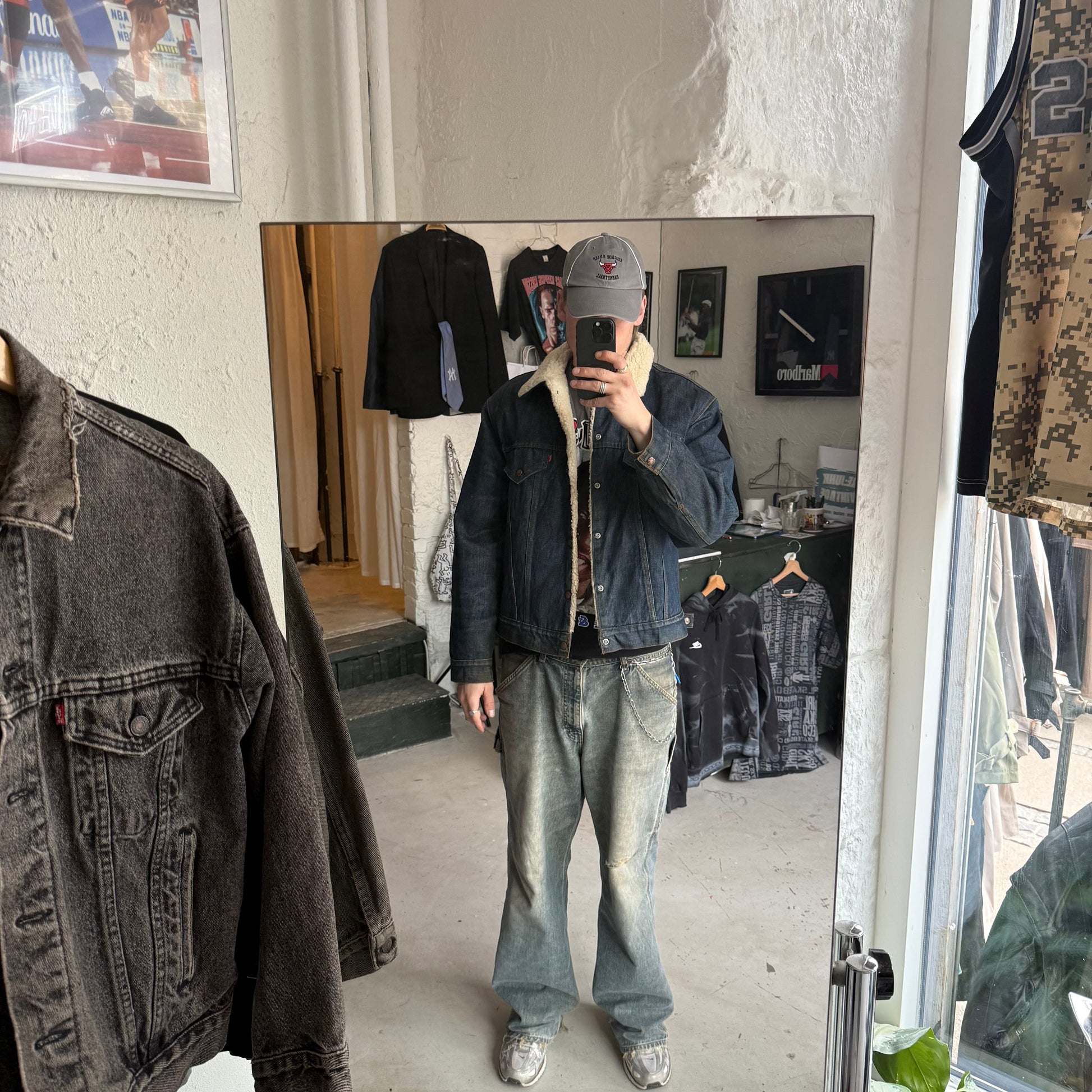 Levi’s | sherpa denimjakke | mørkeblå | Large - Re:Junk Vintage