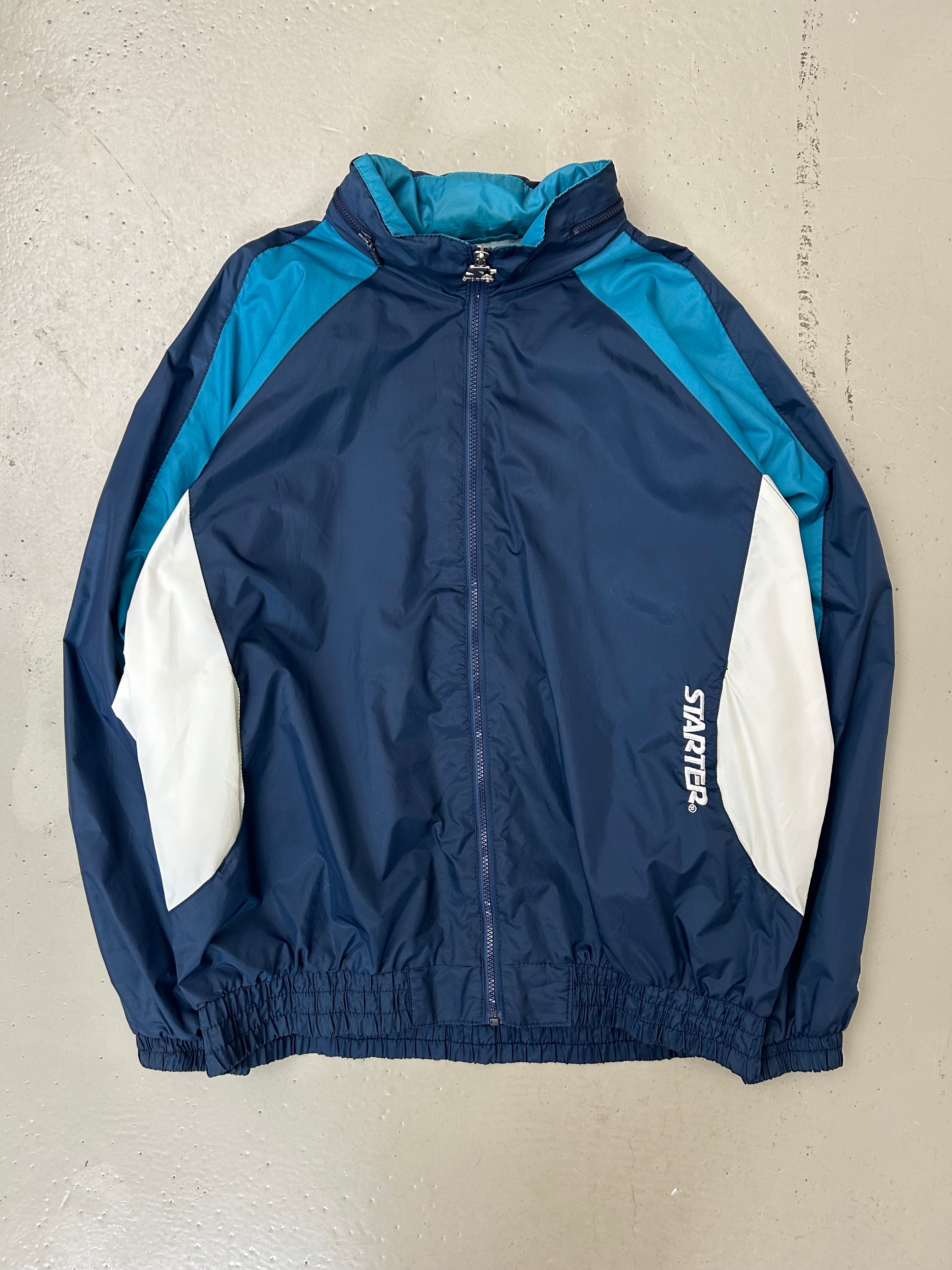 Vintage Starter Track Jacket – Navy Blue & White Panel