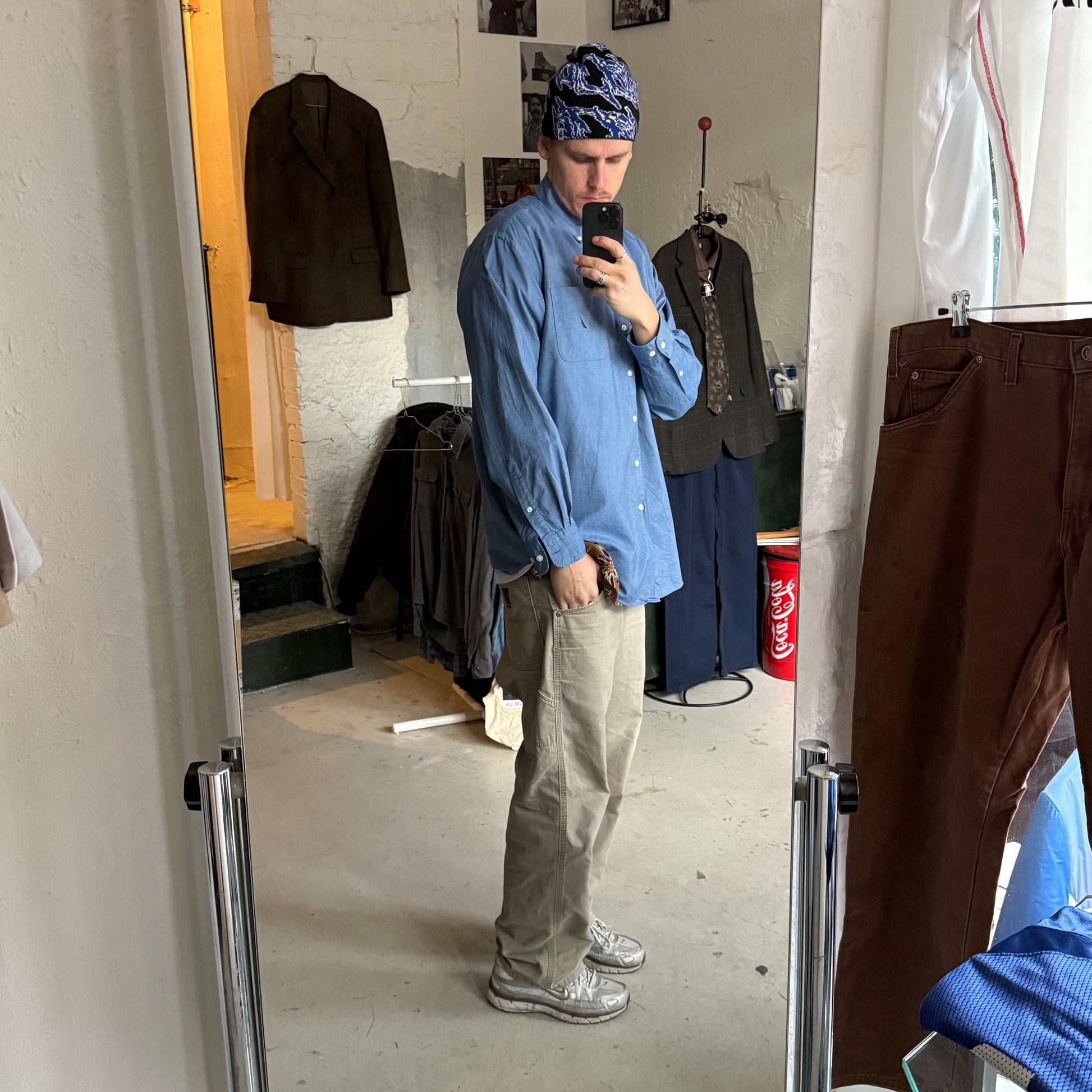 Nautica oxford skjorte – Str. L – Klassisk blå herreskjorte - Re:Junk Vintage