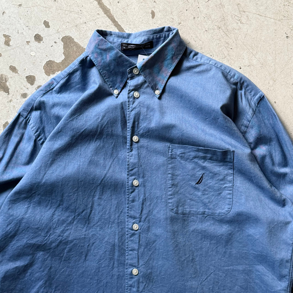 Nautica oxford skjorte – Str. L – Klassisk blå herreskjorte - Re:Junk Vintage