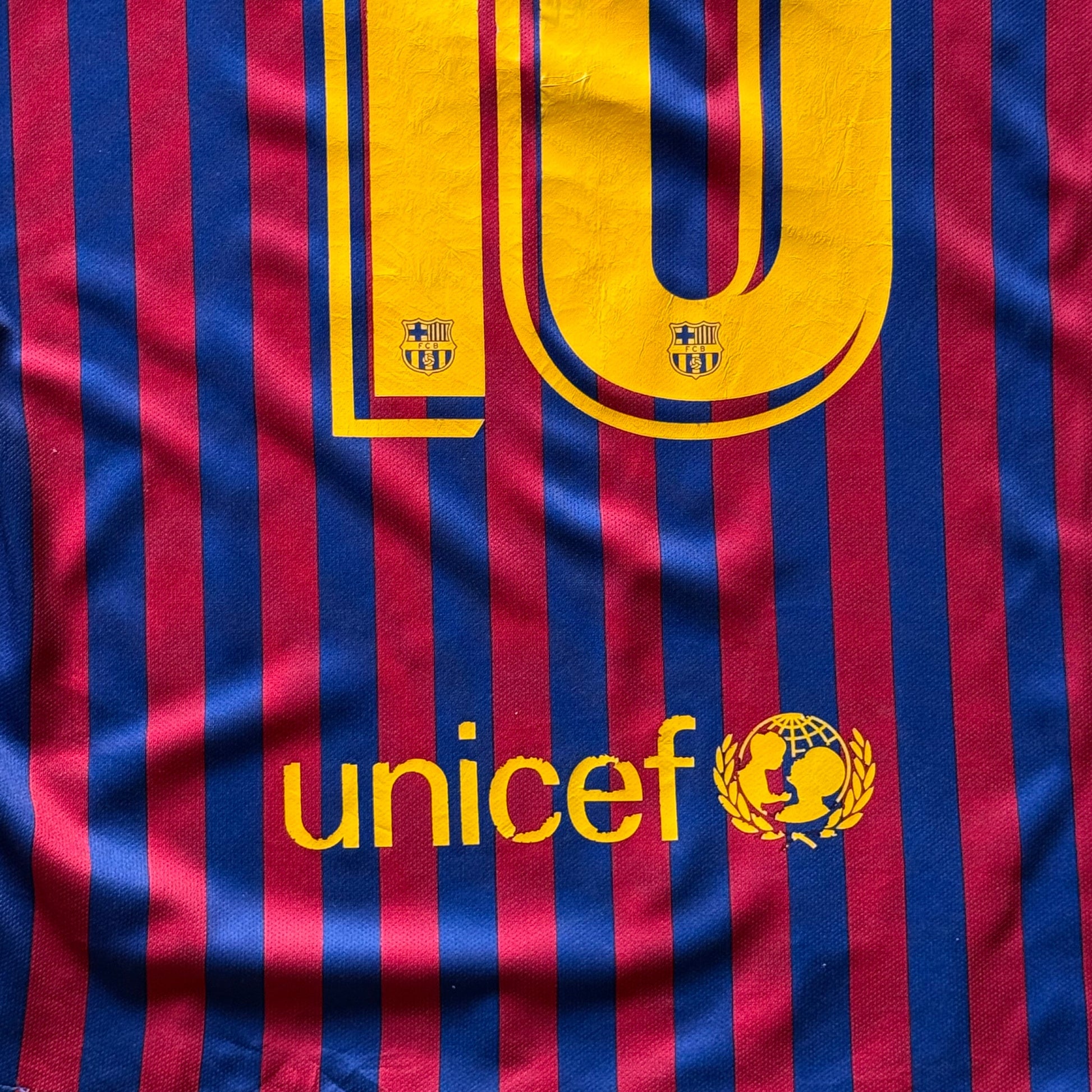 Nike FC Barcelona Messi 10 | Fodboldtrøje | Blå/Rød | Small - Re:Junk Vintage